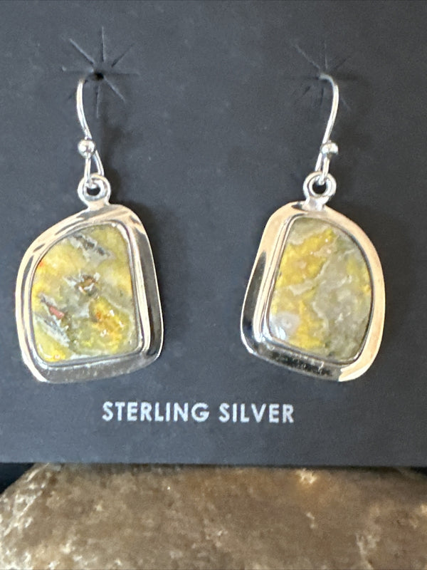 Women's Bumblebee Jasper Navajo Earrings | Sterling Silver | Authentic Native American Handmade | 15833