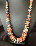 Spiny Oyster Turquoise Heishi Navajo Necklace 22" | Sterling Silver | Authentic Native American Handmade | 17756