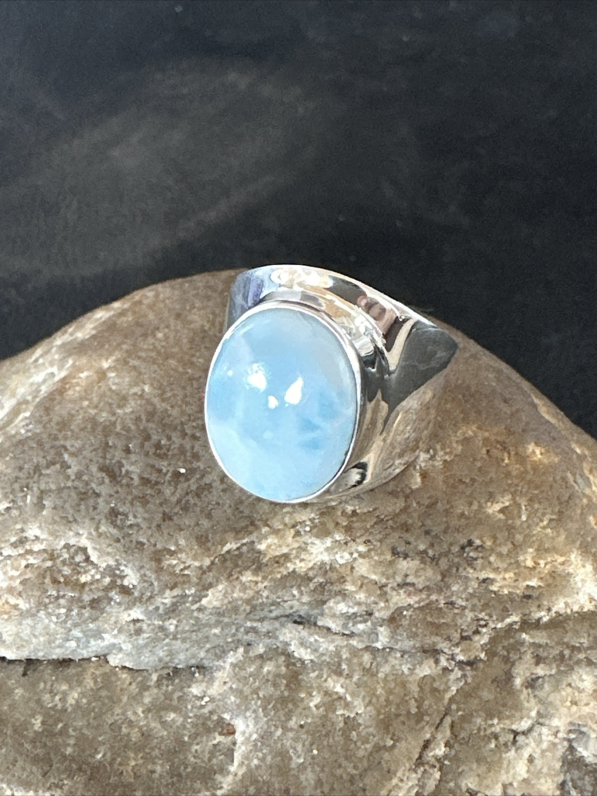 Womens Blue Larimar Navajo Sterling Silver Ring Size 9 17672