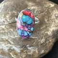 Blue Turquoise Spiny Oyster Southwestern Ring Size 11 | Sterling Silver | Authentic Native American Handmade | 18450