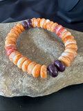Orange Purple Spiny Oyster 12mm Bead Navajo Stretch Bracelet | Authentic Native American Handmade | 19252