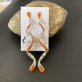 Spiny Oyster Opal Inlay Snake Swirl Navajo Earrings 3.25" | Sterling Silver | Authentic Native American Handmade | 01547