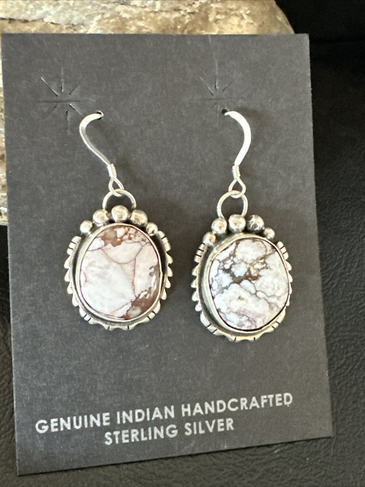 Womens Wild Horse Turquoise Navajo Sterling Silver Dangle Earrings 17706