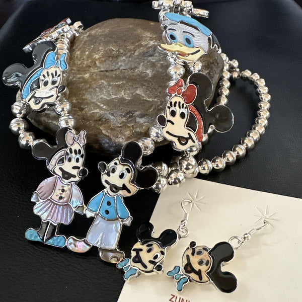 MICKEY Horse ZUNI TURQUOISE SQUASH BLOSSOM EARRINGS | Sterling Silver | Authentic Native American Handmade | 17784