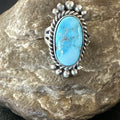 Blue Kingman Turquoise Navajo Ring Size 6 | Sterling Silver | Authentic Native American Handmade | 18594