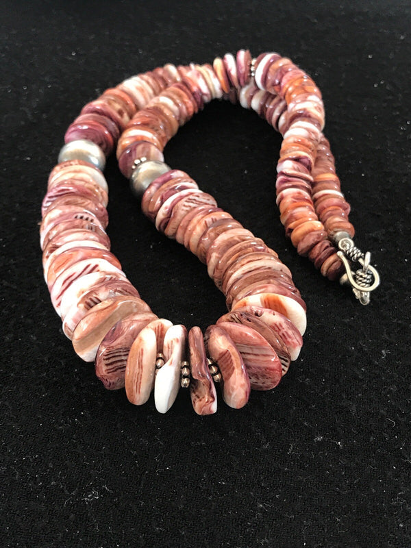 Purple Spiny Oyster Navajo Pearls Necklace | Sterling Silver | Authentic Native American Handmade | 08485