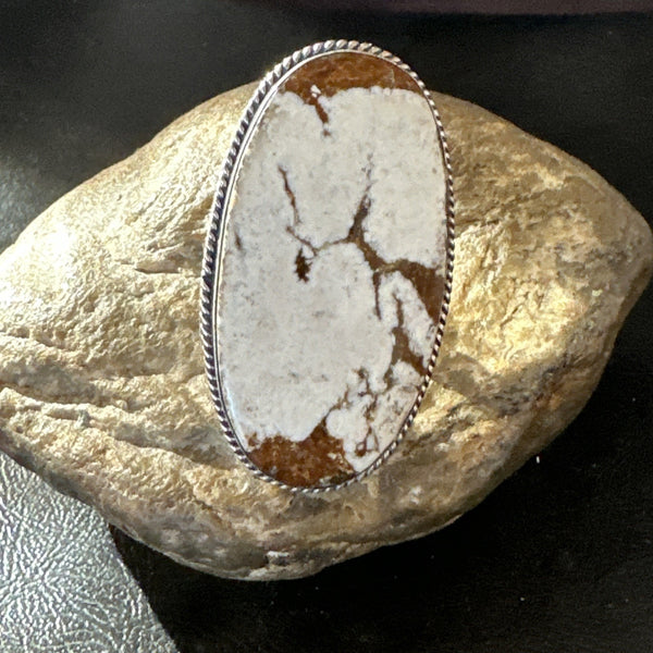 Wild Horse Turquoise Navajo Ring Size 9.5 | Sterling Silver | Authentic Native American Handmade | 19775