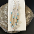Blue Turquoise Shell Heishi Liquid Dangle Bead Earrings | Sterling Silver | Authentic Native American Handmade | 17934