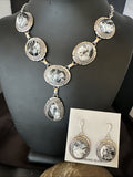 Women White Buffalo Turquoise Necklace Earrings 19" | Sterling Silver | Authentic Native American Handmade | 18605