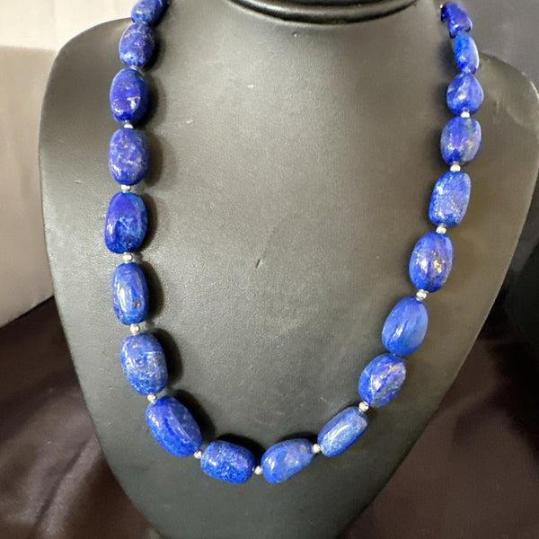 Men's Women's Lapis Lazuli Navajo 21"Necklace | Sterling Silver | Authentic Native American Handmade | 17750