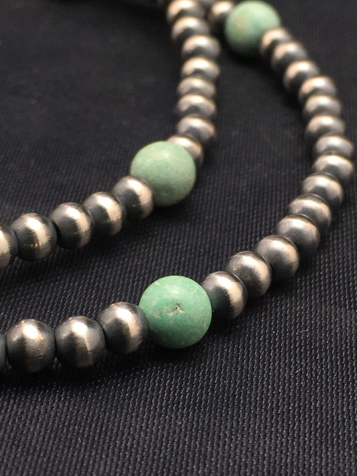 Blue Turquoise Bracelet Navajo Sterling Silver Beads 378