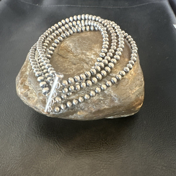 Southwestern Beads 8"4 Strand Bead Bracelet | Sterling Silver | Authentic Native American Handmade | 18577