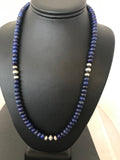 Blue Lapis Pueblo Navajo Men's Necklace 22" | Sterling Silver | Authentic Native American Handmade | 8371