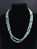 Turquoise Spiny Nugget Bead 2 Strands Necklace 22" | Sterling Silver | Authentic Native American Handmade | 01352