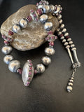 Purple Spiny Oyster Navajo Pearls Graduated Necklace 23" | Sterling Silver | Authentic Native American Handmade | 19444