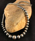Navajo Pearls Graduated Bead Necklace 36" | Sterling Silver | Authentic Native American Handmade