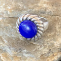 Blue Lapis Navajo Old Pawn Ring Size 5 | Sterling Silver | Authentic Native American Handmade | 10378