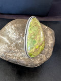Green Mohave Turquoise Navajo Ring Size 9.5 | Sterling Silver | Authentic Native American Handmade | 19776