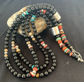 Turquoise Onyx Spiny Picture Jasper Navajo Necklace | Sterling Silver | Authentic Native American Handmade | 00380