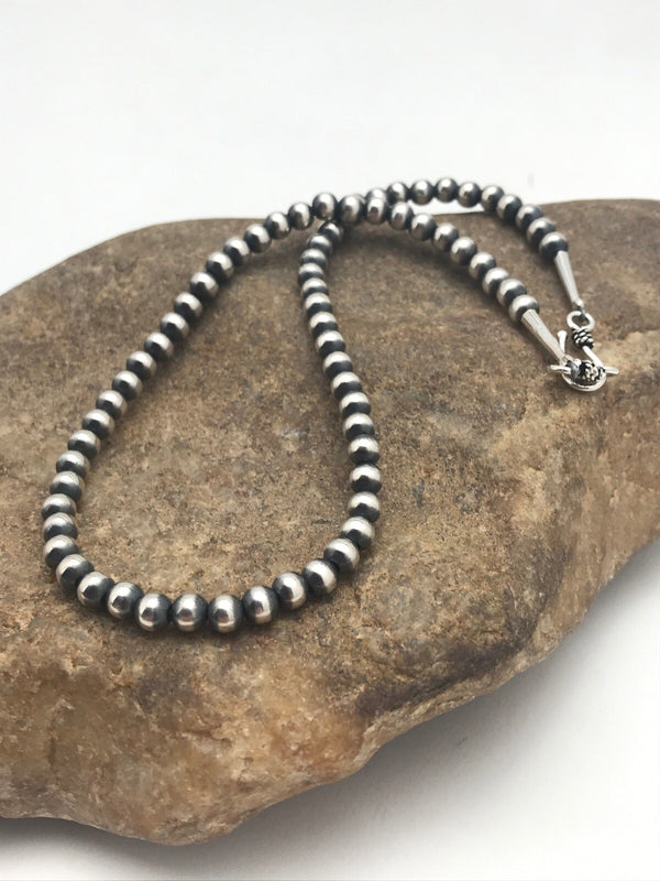 Children's Navajo 5mm Beads Necklace 12" | Sterling Silver | Authentic Native American Handmade