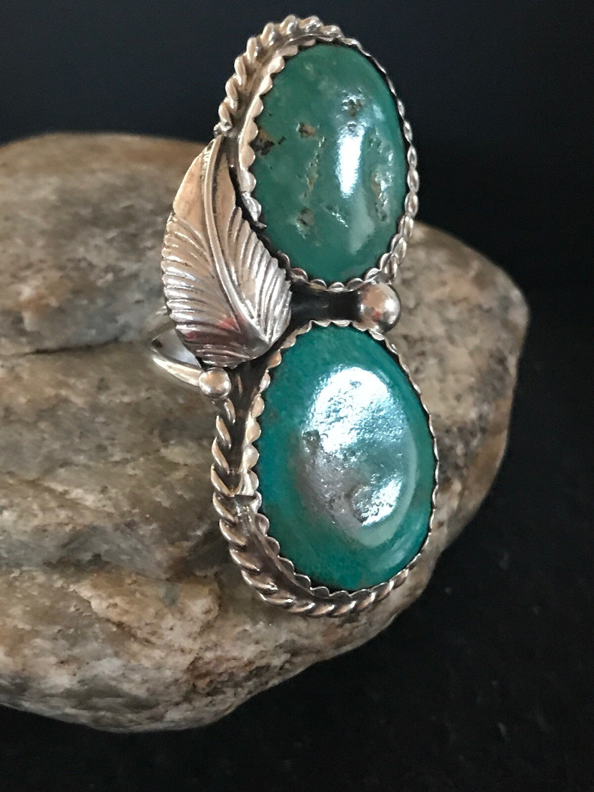 Apache Turquoise Navajo Sterling Silver Native American Ring Size 7 02891