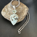 Women's Dry Creek Turquoise Topaz Pendant Navajo Necklace | Sterling Silver | Authentic Native American Handmade | 19744