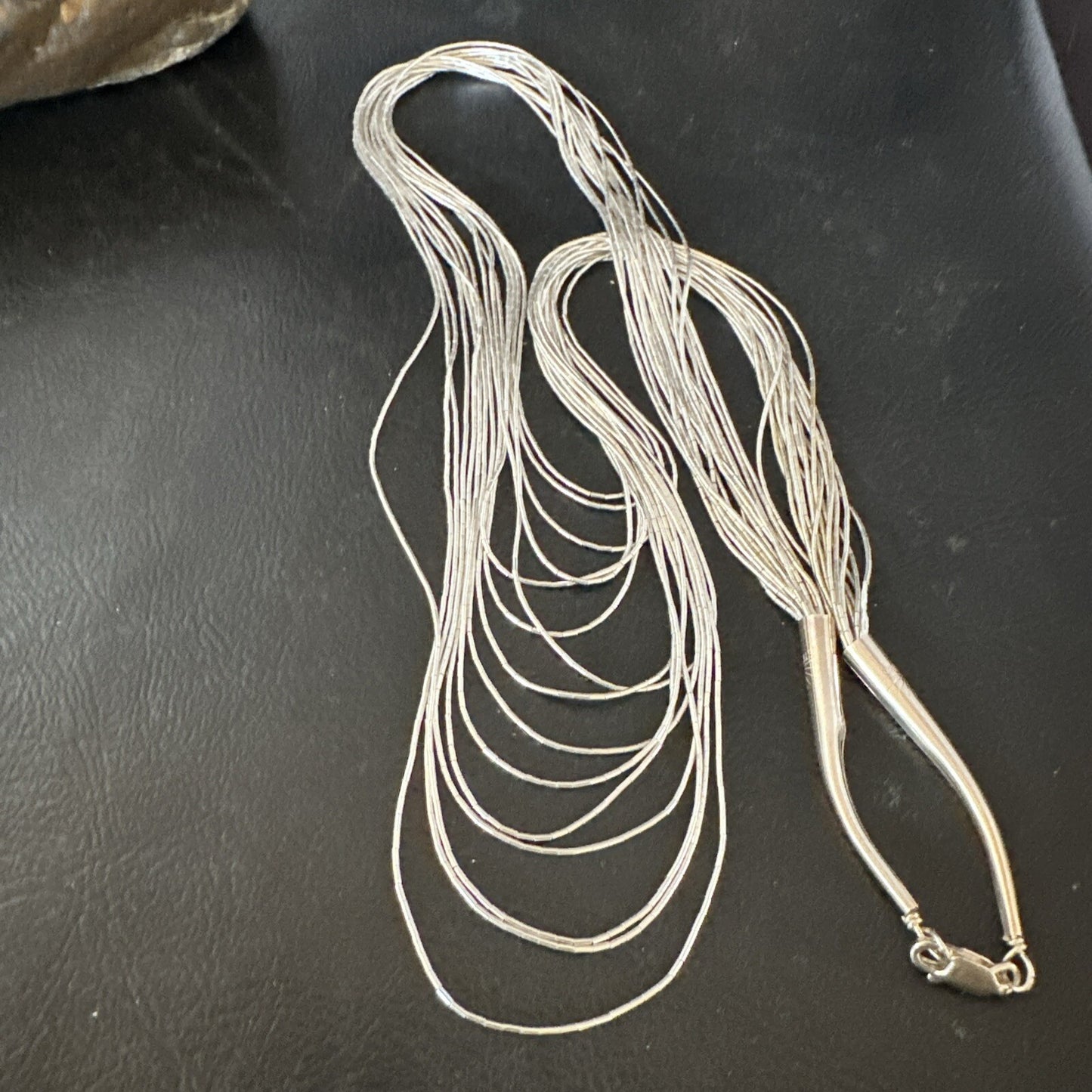 Graduated Bib Heishi Liquid All Sterling Silver 15S Necklace 24" 17242