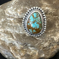Blue Turquoise #8 Navajo Ring Size 8 | Sterling Silver | Authentic Native American Handmade | 18828