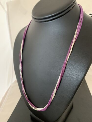 Sugilite Tube Beads Heishi Necklace | 5-Strand Liquid | Sterling Silver | Authentic Native American Handmade | 2180