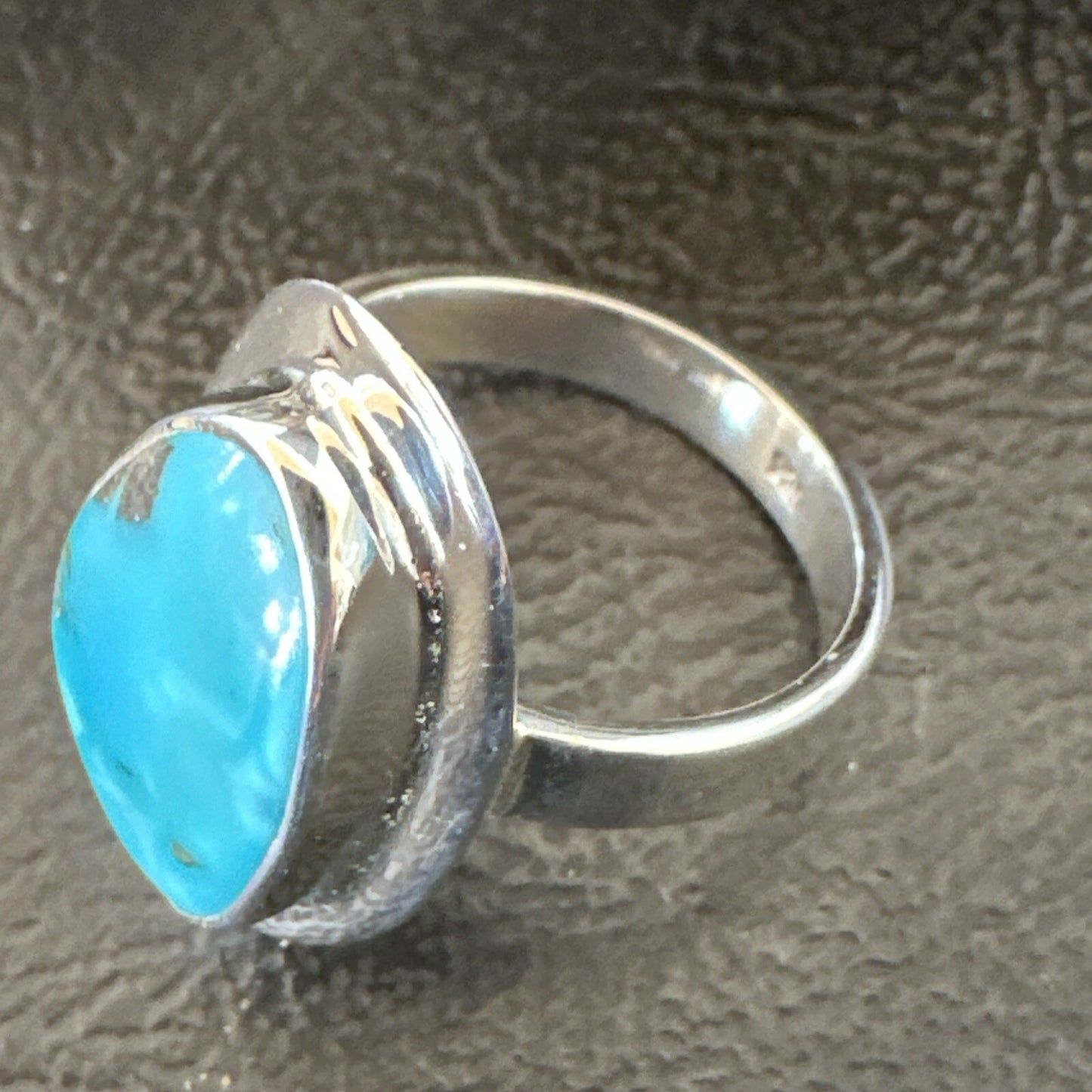 Southwestern Sterling Silver Blue Kingman Turquoise Ring Size 8 18521