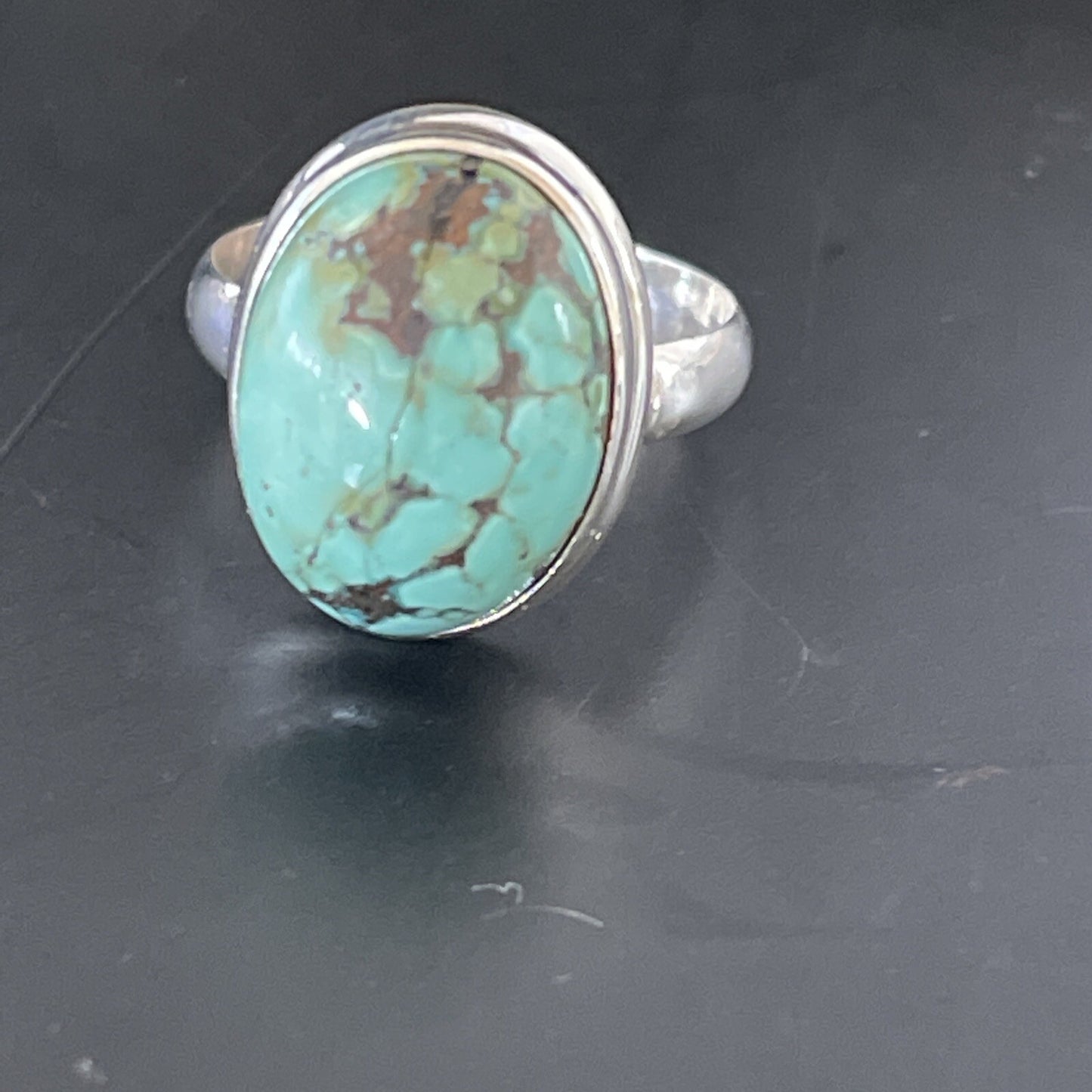 Blue Spiderweb Turquoise Navajo Sterling Silver Ring Size 6.5 11439