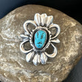 Blue Kingman Turquoise Navajo Ring Size 7 | Sterling Silver | Authentic Native American Handmade | 18573