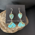 Blue Kingman Turquoise Navajo Dangle Earrings 1.5" | Sterling Silver | Authentic Native American Handmade | 14077