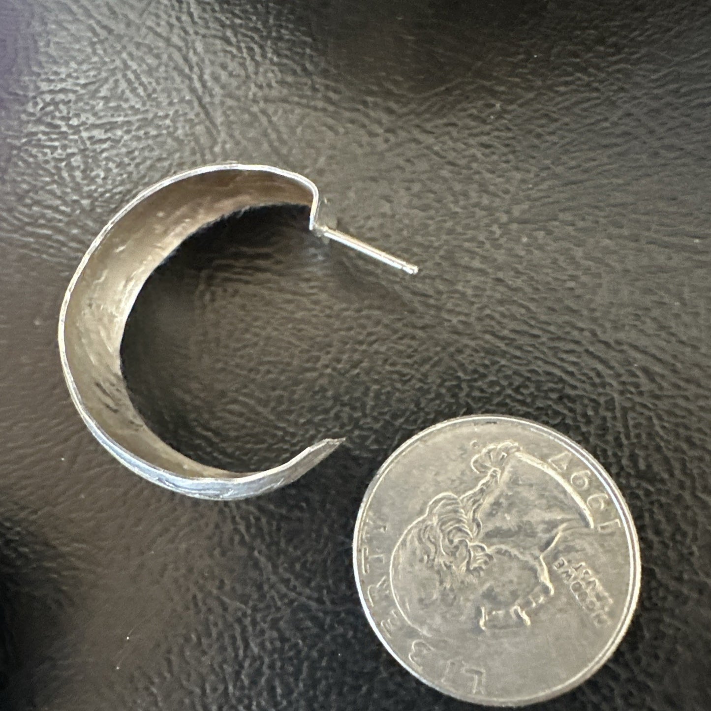 Old Pawn Womens Stamped Design All Sterling Silver Hoop Stud Earrings 1" 19093