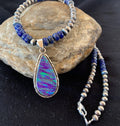 Navajo Purple Opal Lapis Necklace Pendant | Sterling Silver | Authentic Native American Handmade | 00591