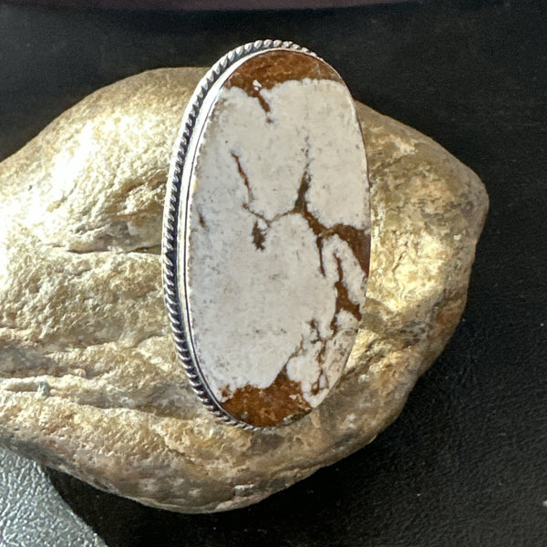 Wild Horse Turquoise Navajo Ring Size 9.5 | Sterling Silver | Authentic Native American Handmade | 19775