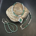 Women's Green Malachite Pendant Navajo Necklace Earrings | Sterling Silver | Authentic Native American Handmade | 18374