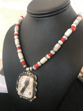 Navajo Pearls White Buffalo Turquoise Necklace Pendant 08216 XL | Sterling Silver | Authentic Native American Handmade