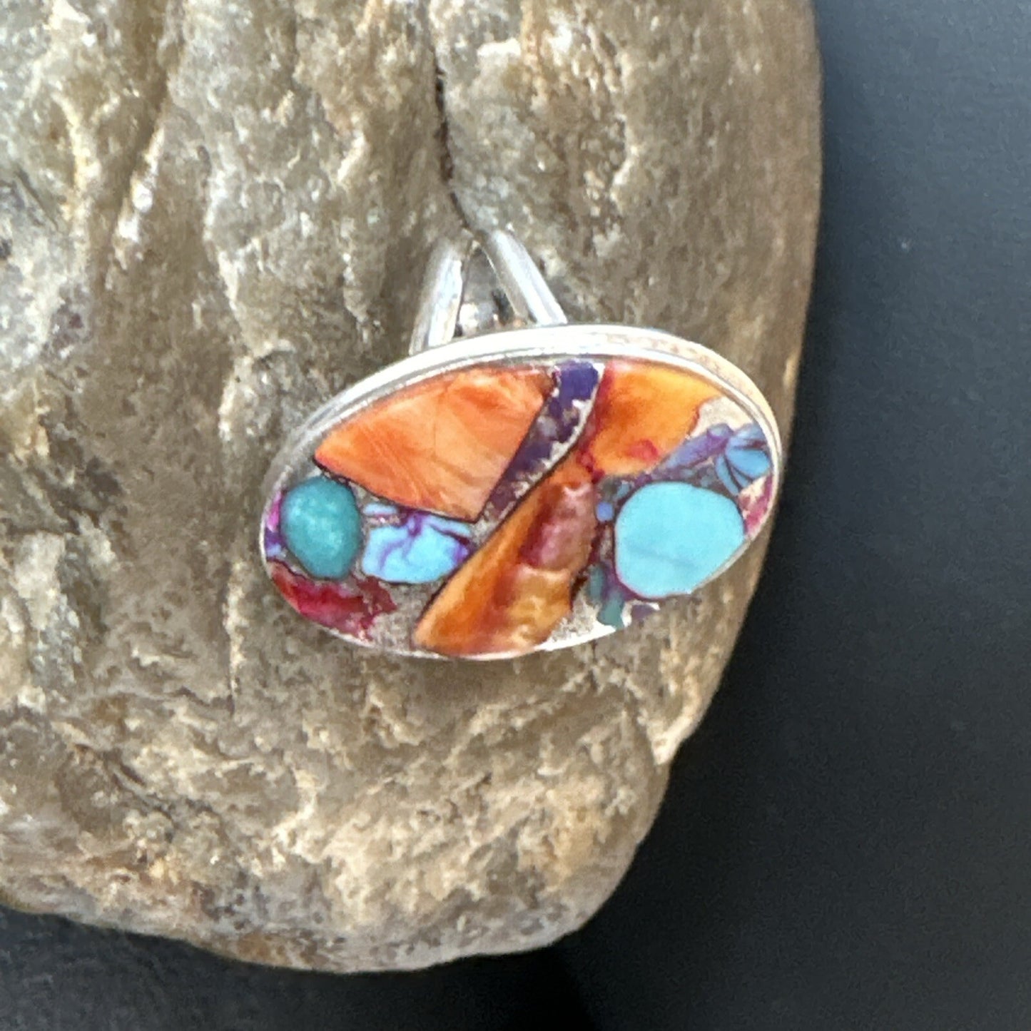 Turquoise Spiny Oyster Navajo Sterling Silver Ring Size 8 18213