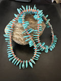 Blue Turquoise Red Spiny Oyster Navajo Pearls Necklace 21" | Sterling Silver | Authentic Native American Handmade | 19318
