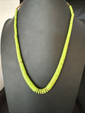 Green Gaspeite Stabilized Santo Domingo Beads Necklace 24" | Sterling Silver | Authentic Native American Handmade | 19456