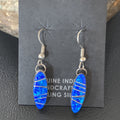 Women's Blue Opal Inlay Navajo Dangle Earrings | Sterling Silver | Authentic Native American Handmade | 12838