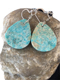 Navajo Slab Turquoise Dangle Earrings | Sterling Silver | Authentic Native American Handmade | 01357