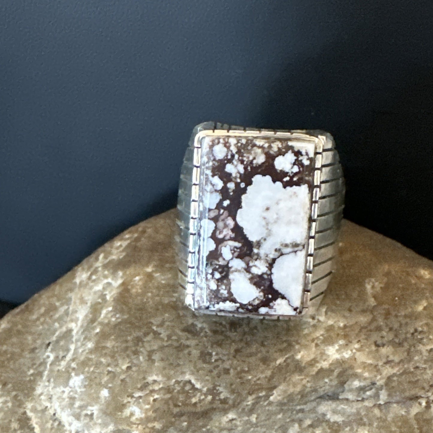 Mens Wild Horse Turquoise Navajo Sterling Silver Ring Sz 13.5 19409