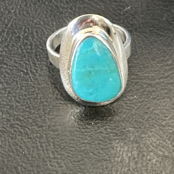 Southwestern Blue Kingman Turquoise Ring Size 9 | Sterling Silver | Authentic Native American Handmade | 18526