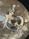 Navajo Stamped Lizard Pendant Gecko | Sterling Silver | Authentic Native American Handmade | 18155