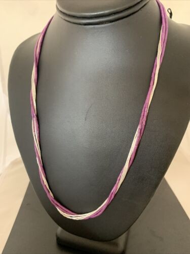 Sugilite Tube Beads Heishi Necklace | 5-Strand Liquid | Sterling Silver | Authentic Native American Handmade | 2180
