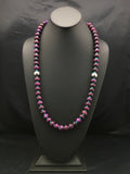 Purple Stone Turquoise Bead Navajo Necklace 27" | Sterling Silver | Authentic Native American Handmade | 04061