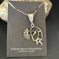 Kokopelli Navajo Pendant | Sterling Silver | Authentic Native American Handmade | 17966