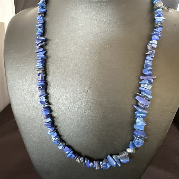 Men's Women's Lapis Lazuli Navajo 20"Necklace | Sterling Silver | Authentic Native American Handmade | 12903